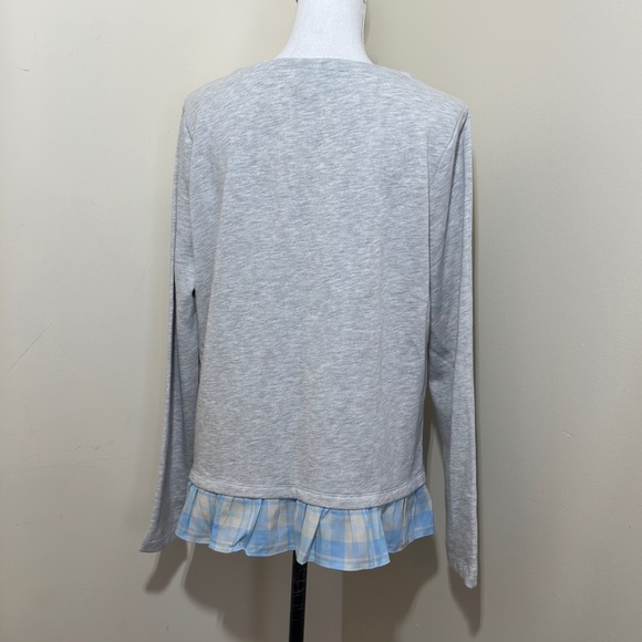 NWT Vineyard Vines || Women's Long Shore Plaid ruffles hem sweatshirt size L - Picture 4 of 7